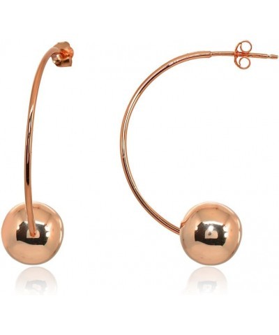 Sterling Silver Polished Curved Bead Dainty Fashion Earrings, 6mm, 8mm or 10mm 10mm - Rose Gold Flashed $9.00 Earrings