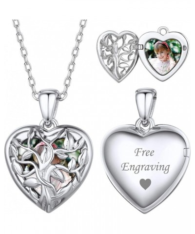 Personalized 925 Sterling Silver Heart Locket Necklace That Holds Pictures Memory Photo Lockets with 18 Inches Chain, Silver/...