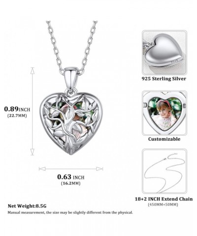 Personalized 925 Sterling Silver Heart Locket Necklace That Holds Pictures Memory Photo Lockets with 18 Inches Chain, Silver/...