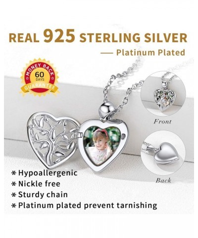 Personalized 925 Sterling Silver Heart Locket Necklace That Holds Pictures Memory Photo Lockets with 18 Inches Chain, Silver/...