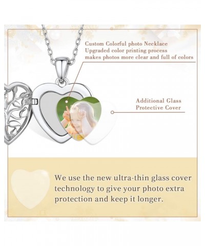 Personalized 925 Sterling Silver Heart Locket Necklace That Holds Pictures Memory Photo Lockets with 18 Inches Chain, Silver/...