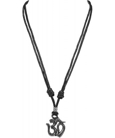 Om on Adjustable Black Cord Necklace (Old Silver Finish) $9.25 Necklaces