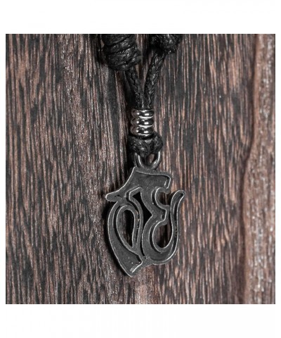 Om on Adjustable Black Cord Necklace (Old Silver Finish) $9.25 Necklaces