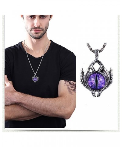 Men's Punk Necklace Pendant for Men Boys with 23.6'' Stainless Steel Box Chain evil eye (B) $5.19 Necklaces