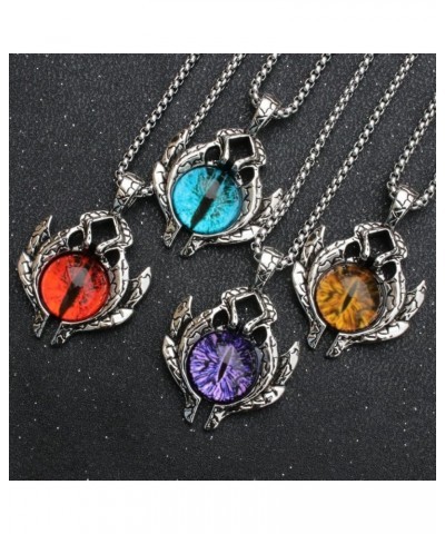 Men's Punk Necklace Pendant for Men Boys with 23.6'' Stainless Steel Box Chain evil eye (B) $5.19 Necklaces