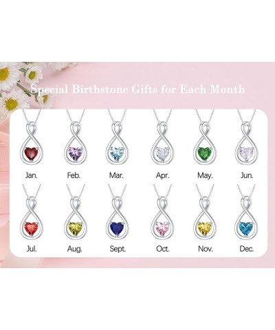 Birthstone Necklaces for Women 925 Sterling Silver Infinity Heart/Flower/Teardrop Birthstone Pendant Necklaces Birthday Anniv...