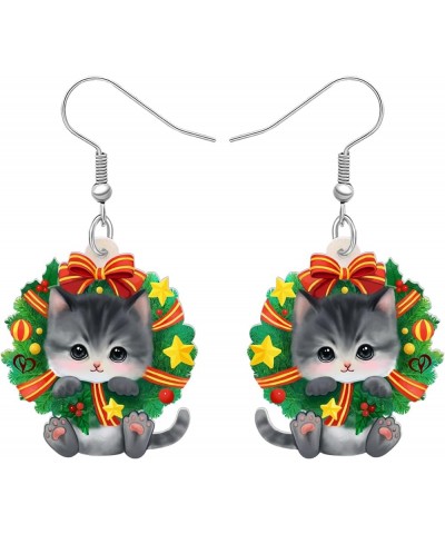 Acrylic Drop Dangle Christmas Sweet Cat Kitten Earrings Pets Jewelry For Women Kids Teens Gift Fern $6.23 Earrings