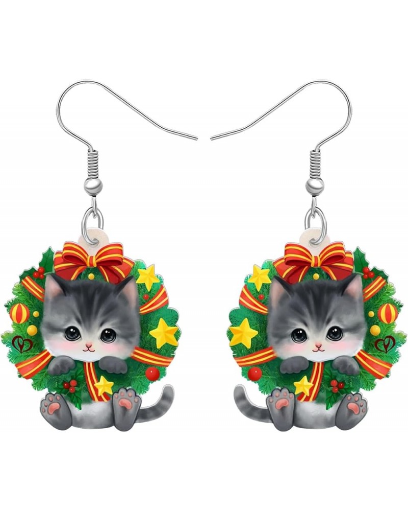 Acrylic Drop Dangle Christmas Sweet Cat Kitten Earrings Pets Jewelry For Women Kids Teens Gift Fern $6.23 Earrings