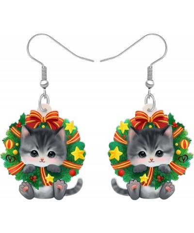 Acrylic Drop Dangle Christmas Sweet Cat Kitten Earrings Pets Jewelry For Women Kids Teens Gift Fern $6.23 Earrings