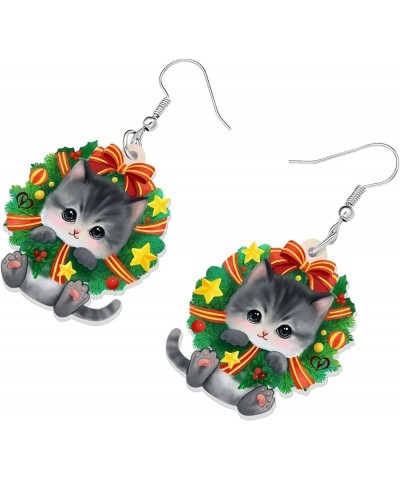 Acrylic Drop Dangle Christmas Sweet Cat Kitten Earrings Pets Jewelry For Women Kids Teens Gift Fern $6.23 Earrings