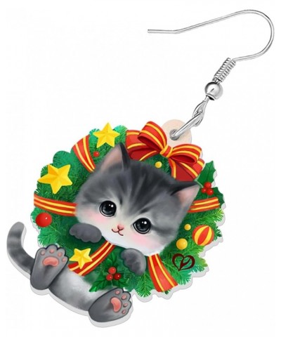 Acrylic Drop Dangle Christmas Sweet Cat Kitten Earrings Pets Jewelry For Women Kids Teens Gift Fern $6.23 Earrings