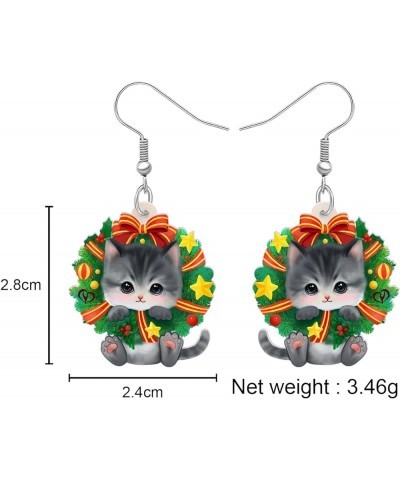 Acrylic Drop Dangle Christmas Sweet Cat Kitten Earrings Pets Jewelry For Women Kids Teens Gift Fern $6.23 Earrings