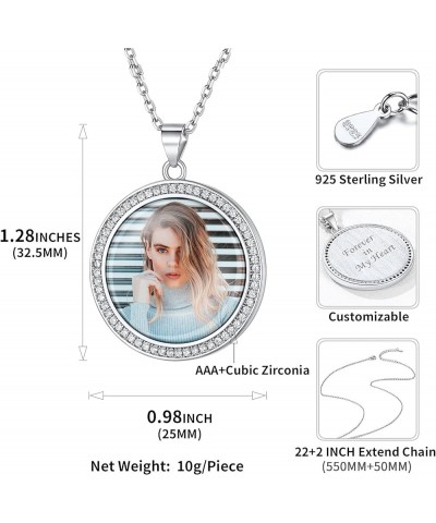 Personalized Custom Colorful Photo Necklace 925 Sterling Silver Customized Picture Necklace Engraved Messsage Pendant Necklac...