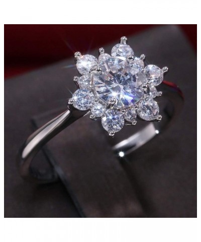 Fashionable 925 Sterling Silver Shiny Full Diamond Flower Ring Cubic Zirconia Ring Exquisite Ladies CZ Diamond Ring Eternal E...