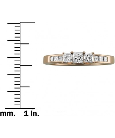 1/2 Carat Diamond, Prong Set 14K Gold 3 Stone Princess-cut Diamond Engagement Bridal Wedding Ring (H-I, I1-I2) Real Diamond J...