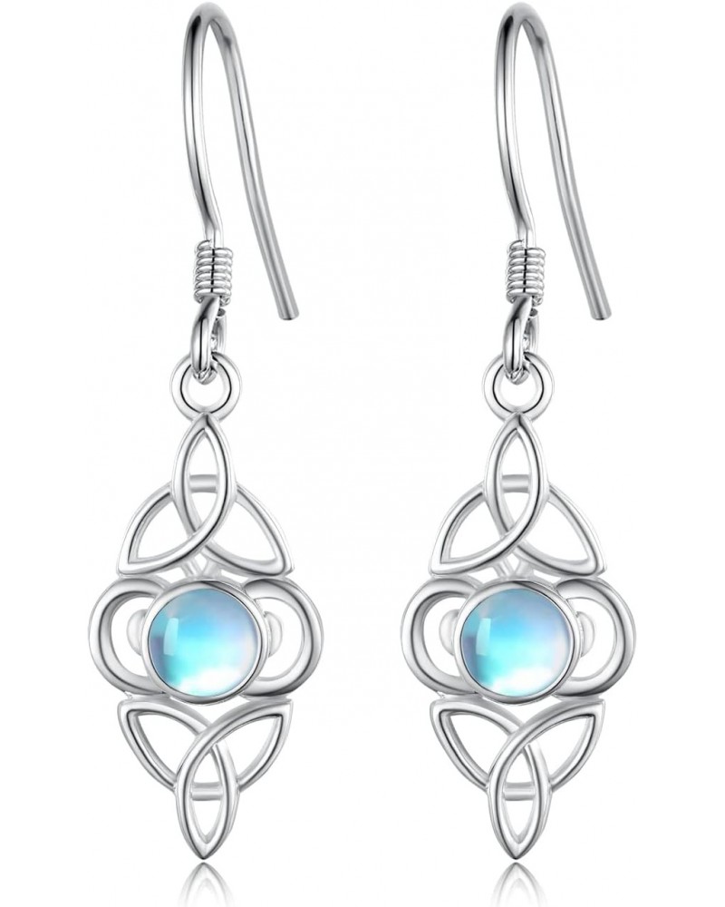 Celtic Moonstone Leverback Earrings Jewelry 925 Sterling Silver Celtic Knot Earrings Moonstone Drop Dangle Earrings Jewelry G...