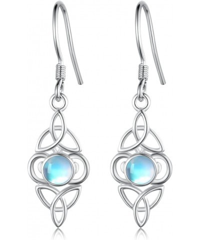 Celtic Moonstone Leverback Earrings Jewelry 925 Sterling Silver Celtic Knot Earrings Moonstone Drop Dangle Earrings Jewelry G...