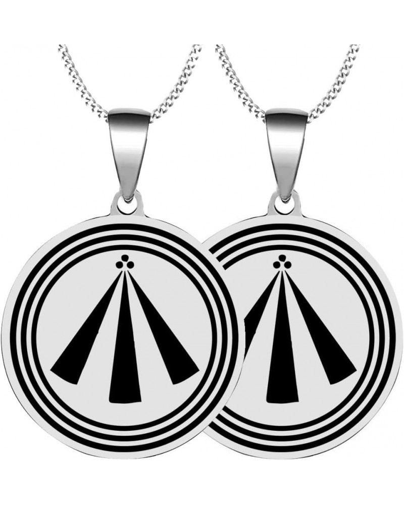 2PCS Set The Neo-Druid Symbol of Awen Symbol Mens Womens Stainless Steel Polished Pendants Necklaces 2XSilver $11.09 Necklaces