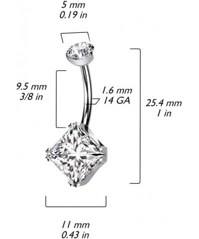 Dynamique Implant Grade Titanium Internally Threaded Prong Set Round CZ Top and Prong Set Diamond CZ Belly Button Ring (Sold ...