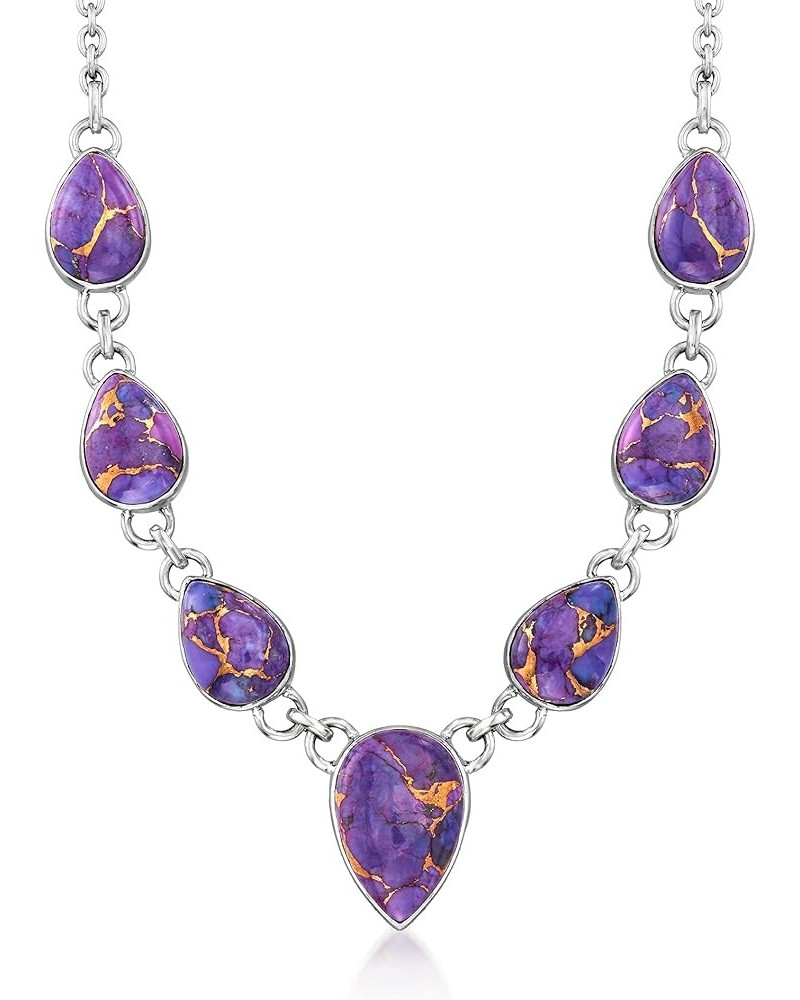 Purple Kingman Turquoise Necklace in Sterling Silver 18.0 Inches $71.40 Necklaces