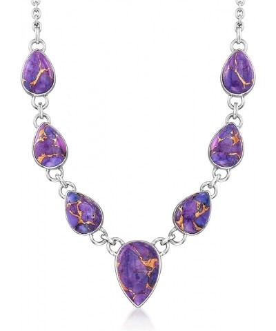 Purple Kingman Turquoise Necklace in Sterling Silver 18.0 Inches $71.40 Necklaces