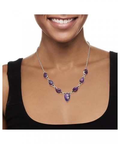 Purple Kingman Turquoise Necklace in Sterling Silver 18.0 Inches $71.40 Necklaces