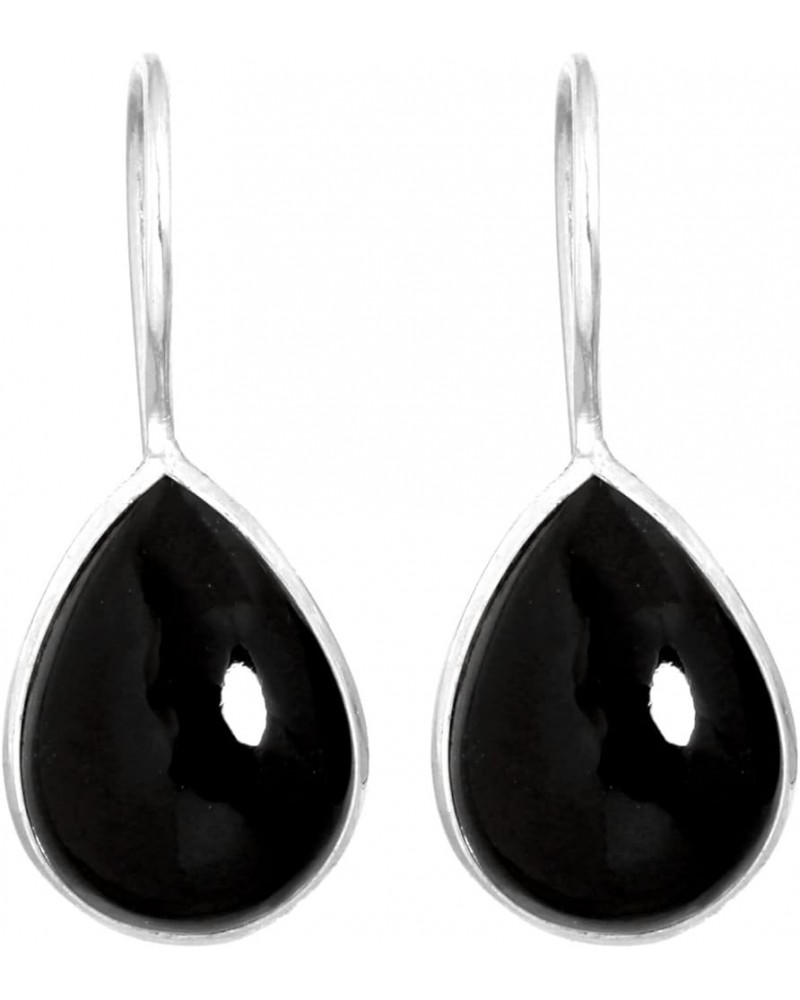 925 Sterling Silver Statement Fixed Wire Earring for Women Pear Gemstone Handmade Jewelry for Gift (98561_E) Black Onyx $18.0...