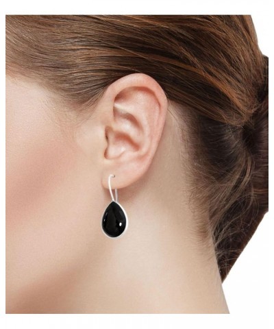 925 Sterling Silver Statement Fixed Wire Earring for Women Pear Gemstone Handmade Jewelry for Gift (98561_E) Black Onyx $18.0...