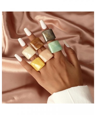 2-6Pcs Acrylic Resin Chunky Rings for Women Teen Girls Multicolor Acrylic Plastic Rings Set Colorful Statement Rings Boho Y2k...