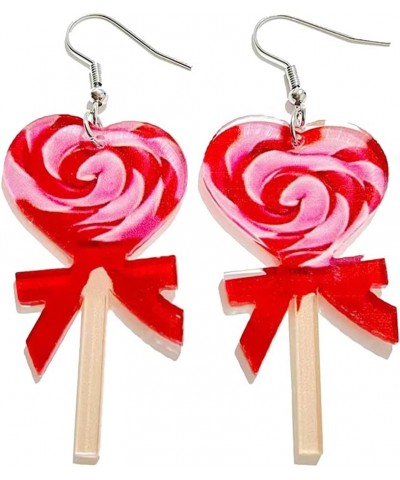 Unique Acrylic Valentine's Day Pink Lollipop Earrings Romantic Sweet Balloon Envelope Earrings Valentine's Day party for Wome...