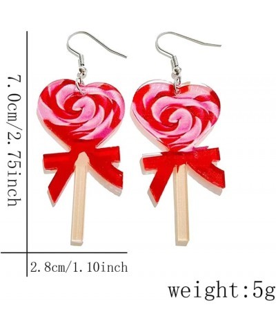 Unique Acrylic Valentine's Day Pink Lollipop Earrings Romantic Sweet Balloon Envelope Earrings Valentine's Day party for Wome...