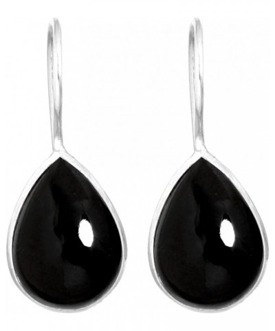 925 Sterling Silver Statement Fixed Wire Earring for Women Pear Gemstone Handmade Jewelry for Gift (98561_E) Black Onyx $18.0...