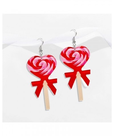 Unique Acrylic Valentine's Day Pink Lollipop Earrings Romantic Sweet Balloon Envelope Earrings Valentine's Day party for Wome...