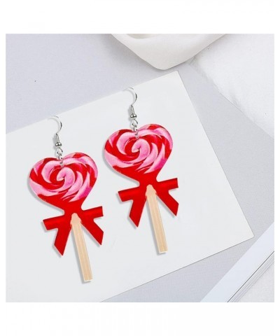 Unique Acrylic Valentine's Day Pink Lollipop Earrings Romantic Sweet Balloon Envelope Earrings Valentine's Day party for Wome...