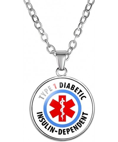 Medical Alert Necklaces for Men Women Type 1/2 Diabetes Diabetic Pendant Necklace Star of Life Caduceus Identification Charms...