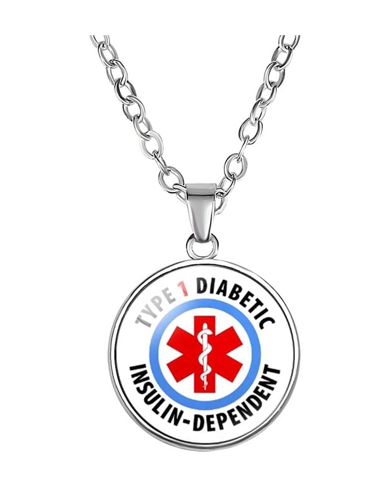 Medical Alert Necklaces for Men Women Type 1/2 Diabetes Diabetic Pendant Necklace Star of Life Caduceus Identification Charms...