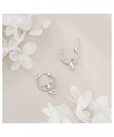 Cow Cat Dog Frog Fox Axolotl Earrings for Women 925 Sterling Silver Animal Hoop Earrings for Girls Jewelry Gifts Axolot Hoop ...