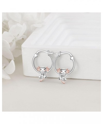 Cow Cat Dog Frog Fox Axolotl Earrings for Women 925 Sterling Silver Animal Hoop Earrings for Girls Jewelry Gifts Axolot Hoop ...