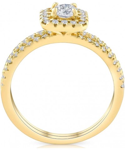 5/8 Ct TDW Diamond Cushion Halo Engagement Wedding Ring Set Yellow Gold $272.25 Sets