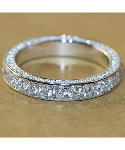 925 Sterling Silver Cubic Zirconia Full Eternity Stackable White Clear CZ Eternity Ring Anniversary Wedding Engagement Band R...