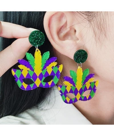 Mardi Gras Tassels Dangle Earrings Set for Women Carnival Theme Mardi Gras Drop Earrings Mardi Gras Letter Costumes Holiday J...