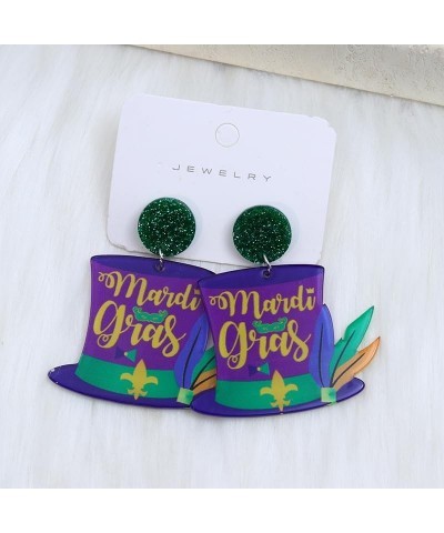 Mardi Gras Tassels Dangle Earrings Set for Women Carnival Theme Mardi Gras Drop Earrings Mardi Gras Letter Costumes Holiday J...