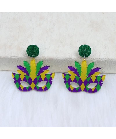 Mardi Gras Tassels Dangle Earrings Set for Women Carnival Theme Mardi Gras Drop Earrings Mardi Gras Letter Costumes Holiday J...