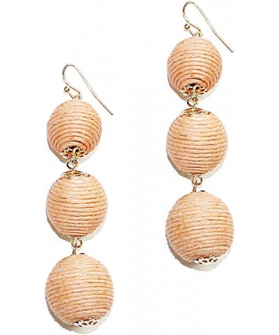 Colorful Triple Thread Ball Dangle Drop Earrings for Women Boho Multiple Ball Linear Dangle Earrings Peach $10.82 Earrings