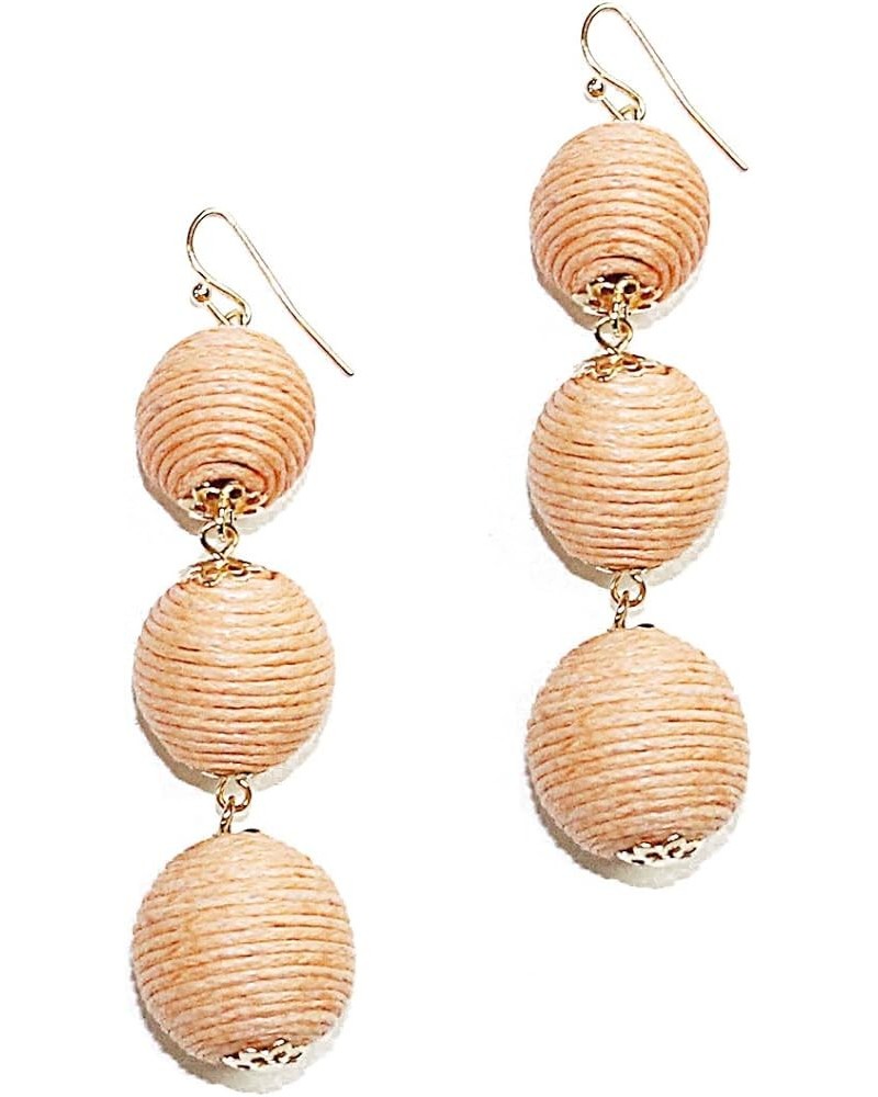 Colorful Triple Thread Ball Dangle Drop Earrings for Women Boho Multiple Ball Linear Dangle Earrings Peach $10.82 Earrings