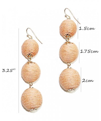 Colorful Triple Thread Ball Dangle Drop Earrings for Women Boho Multiple Ball Linear Dangle Earrings Peach $10.82 Earrings