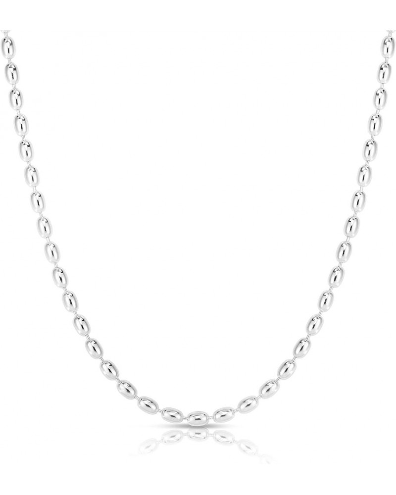 925 Sterling Silver Rice Bead Chain, Silver Oval Bead Chain Necklace, Silver Beaded Chain Necklace. 18 Inches 3MM $11.60 Neck...