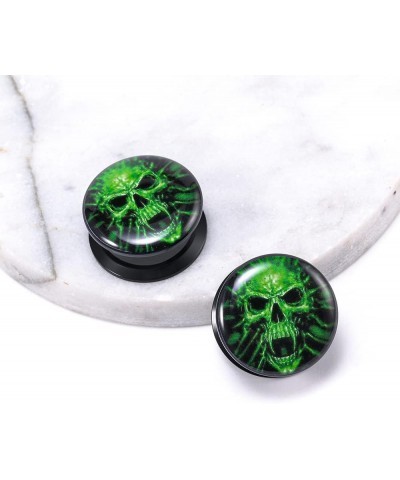 1 Pair Acrylic Solid Screw On Ear Plugs Tunnels Epoxy The Eye of Geometirc Flower Allergy Free 2g - 1 Inch Stretcher Art Colo...