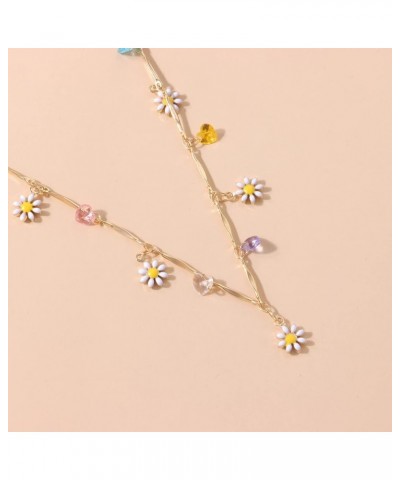 Dainty Gold Colorful Gemstone Flower Choker Necklace for Women,Boho Handmad Flower Necklace Beach Jewelry Gifts Gold $7.79 Ne...