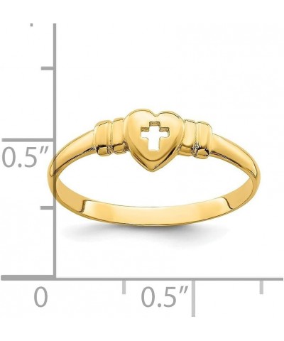 14k Solid Polished Open face Gold Love Heart With Cut Out Religious Faith Cross Ring Size 6 Jewelry Gifts for Women $86.26 Rings